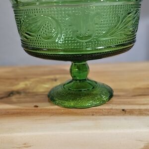Vintage E O Brody Co Pressed Glass Candy Dish Emerald Green M6000 Cleveland O